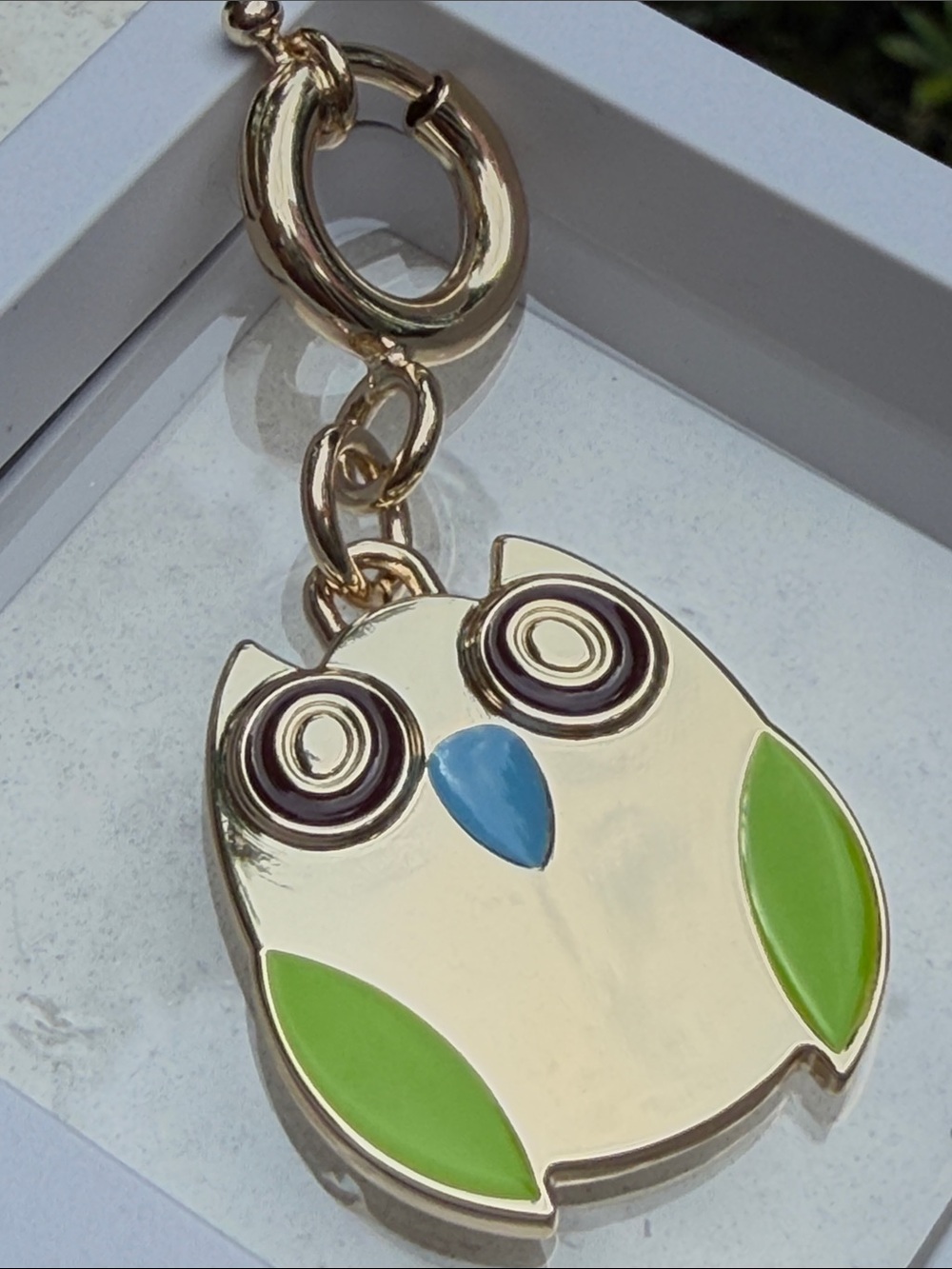 Gucci Enamel Owl CHARM ONLY in White, Lime Green & Sky Blue. Keychain EUC - Picture 4 of 16